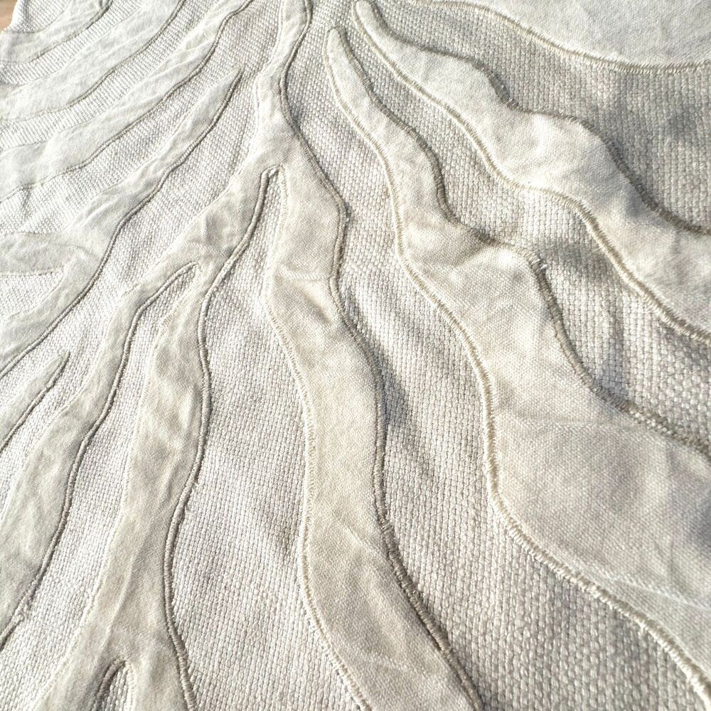 Pottery Barn Atlantic Applique Pillow Cotton Linen Blend Square 20" Square - Picture 3 of 11